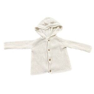 Snuggly Carter's Size 6 Months Cream Button-Up Cardigan Sweater Bear Ears Hood